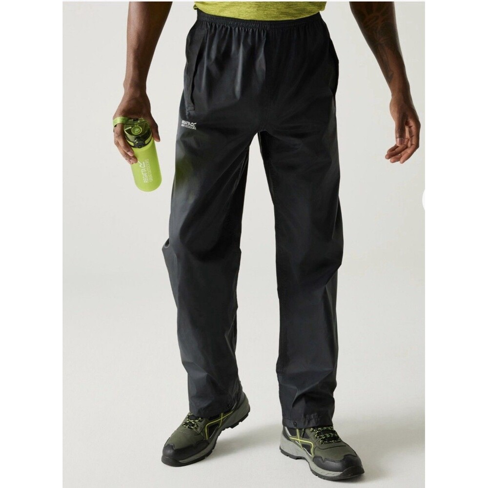 Regatta Mens Pack It Outdoor Navy Blue Hiking Waterproof Over Trousers Medium
